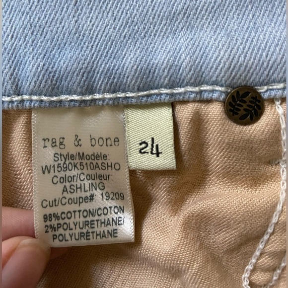 Rag & Bone Designer Denim Dre Slim Boyfriend Jeans Light Wash Blue Ashling 24 - Picture 11 of 13